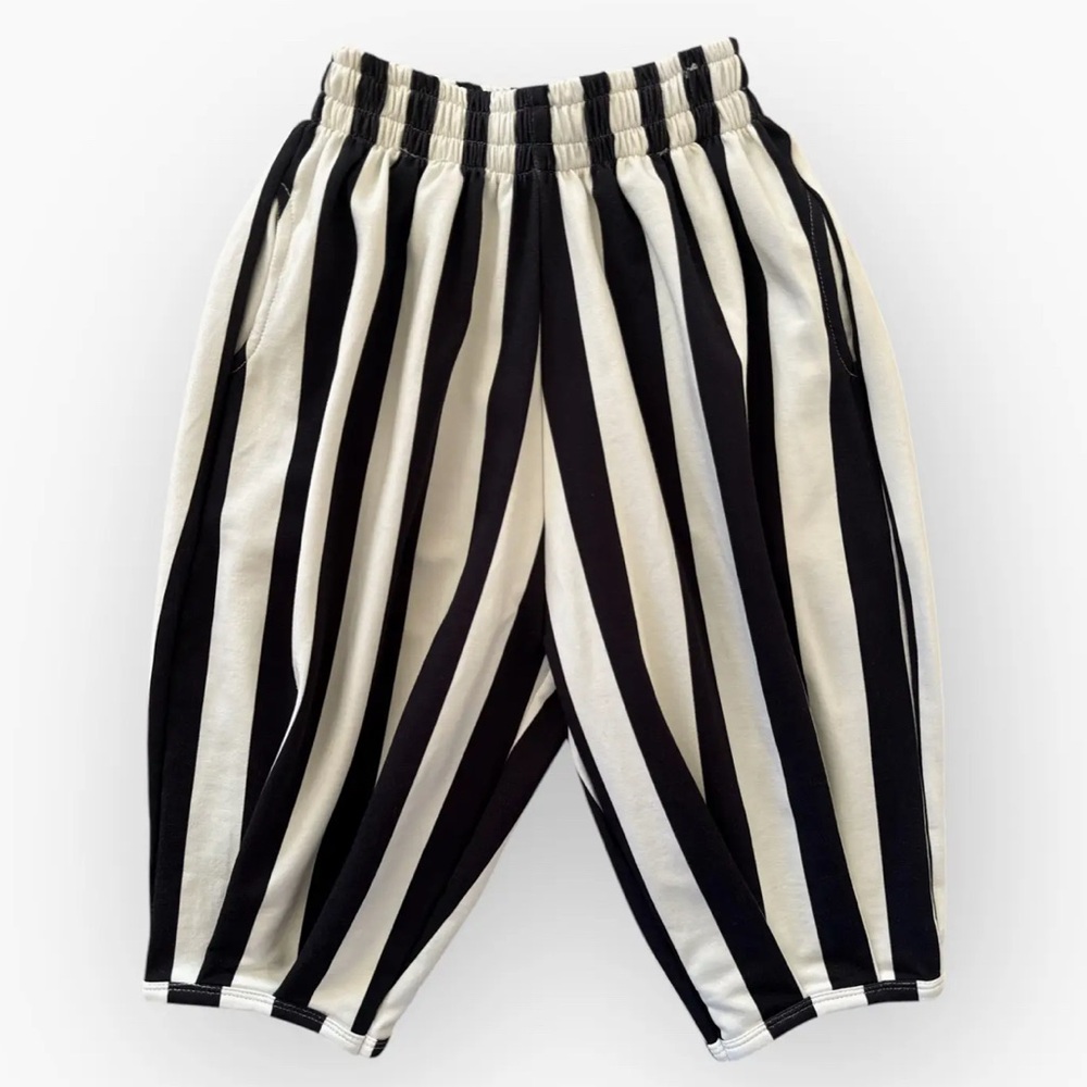 Black and White Striped Kids Pants